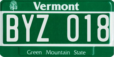 VT license plate BYZ018