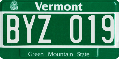 VT license plate BYZ019