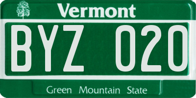 VT license plate BYZ020