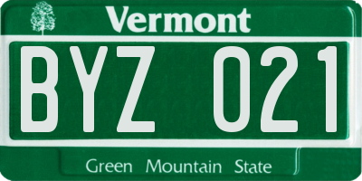 VT license plate BYZ021