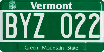 VT license plate BYZ022