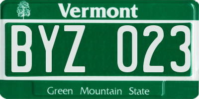 VT license plate BYZ023