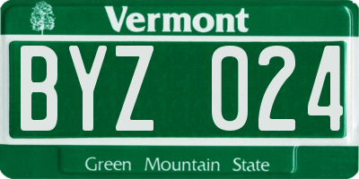 VT license plate BYZ024
