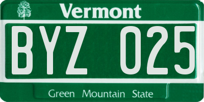 VT license plate BYZ025