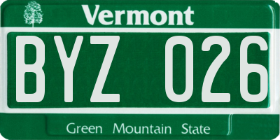 VT license plate BYZ026
