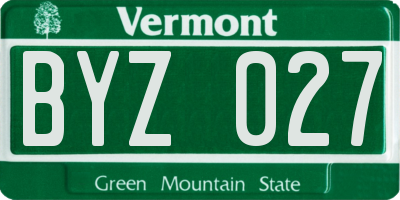 VT license plate BYZ027