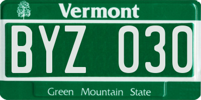 VT license plate BYZ030