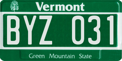 VT license plate BYZ031