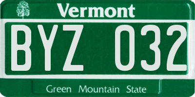 VT license plate BYZ032