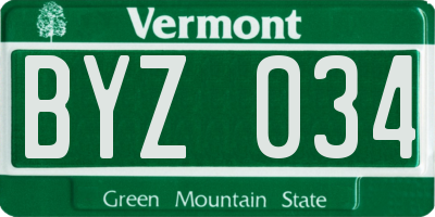 VT license plate BYZ034