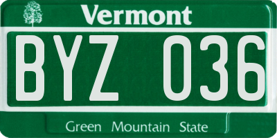 VT license plate BYZ036