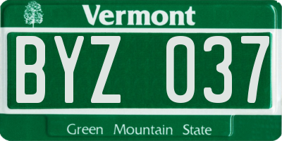 VT license plate BYZ037