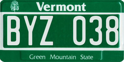 VT license plate BYZ038