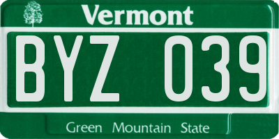 VT license plate BYZ039
