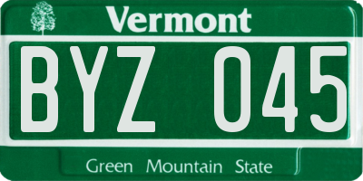 VT license plate BYZ045