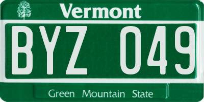 VT license plate BYZ049