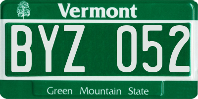VT license plate BYZ052