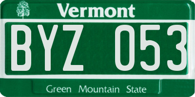 VT license plate BYZ053