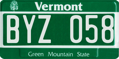 VT license plate BYZ058