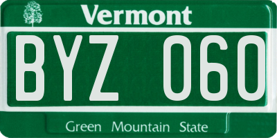 VT license plate BYZ060