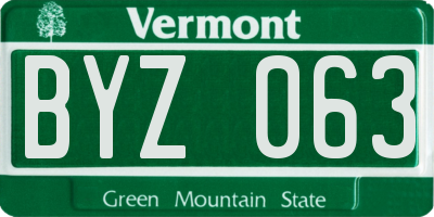 VT license plate BYZ063