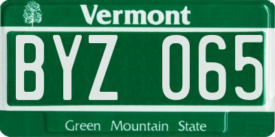 VT license plate BYZ065