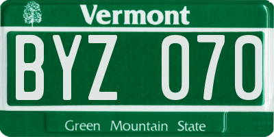 VT license plate BYZ070