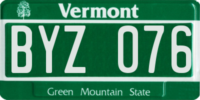 VT license plate BYZ076