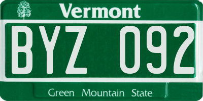 VT license plate BYZ092