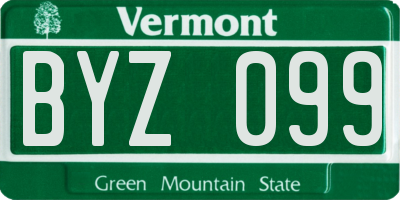 VT license plate BYZ099