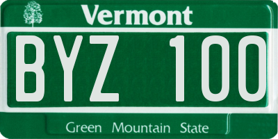 VT license plate BYZ100