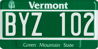 VT license plate BYZ102