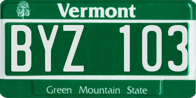 VT license plate BYZ103