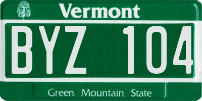 VT license plate BYZ104