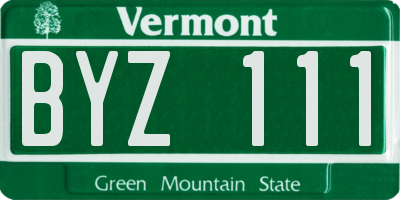 VT license plate BYZ111