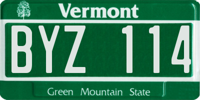 VT license plate BYZ114