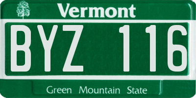 VT license plate BYZ116