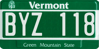 VT license plate BYZ118