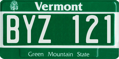 VT license plate BYZ121