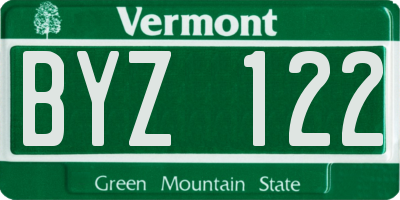 VT license plate BYZ122