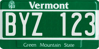 VT license plate BYZ123