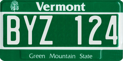 VT license plate BYZ124