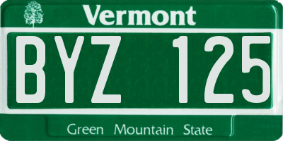 VT license plate BYZ125