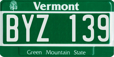 VT license plate BYZ139