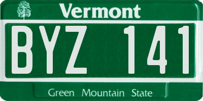 VT license plate BYZ141