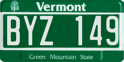 VT license plate BYZ149