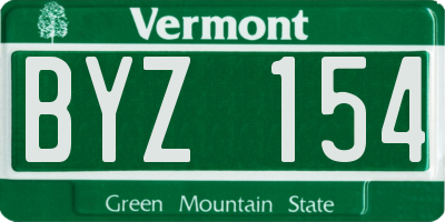 VT license plate BYZ154