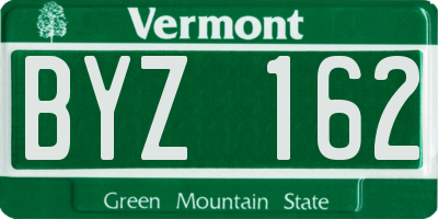 VT license plate BYZ162