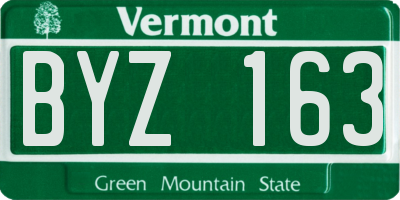 VT license plate BYZ163