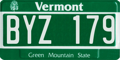 VT license plate BYZ179